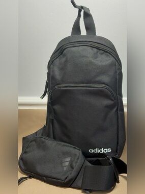 Adidas Essentials 2 Sling Black Crossbody Bag with Front Pouch